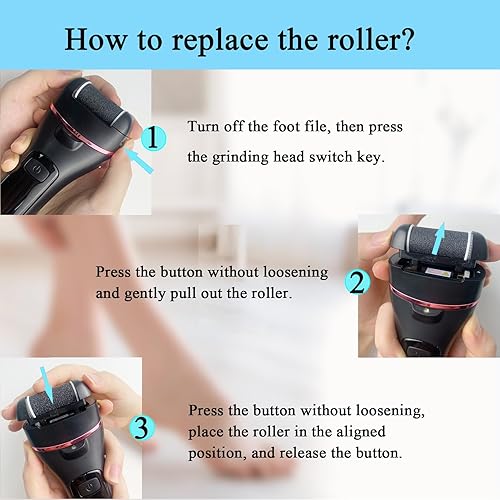 Miniatura 6 de 3 rodillos de repuesto extra gruesos para pies eléctricos removedor de callos V-601, cabezales de repuesto para cuidado de pies, paquete de