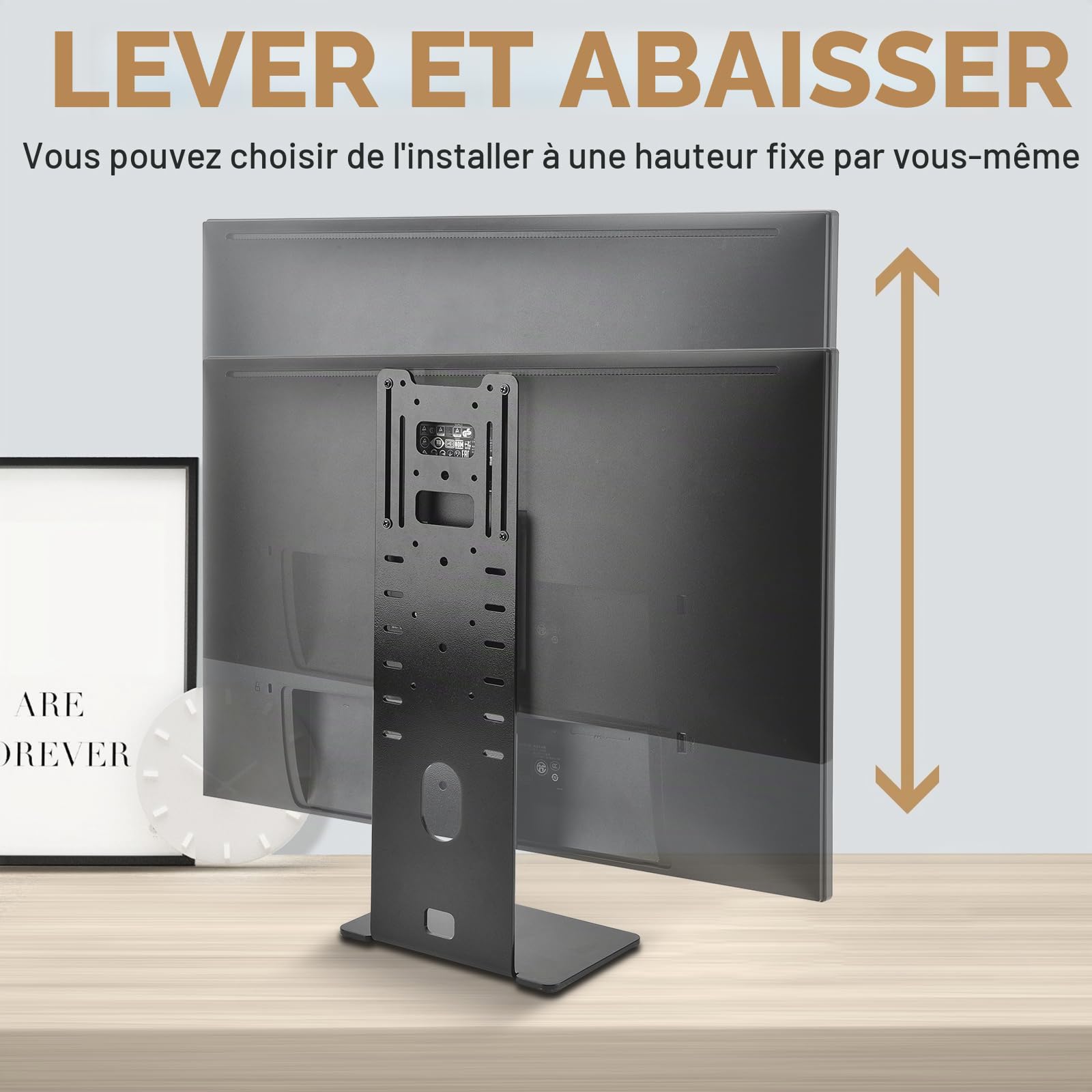 Support de Moniteur d'ordinateur Ultra Fin pour Bureau - Support Mural pour écran de 13" à 27" VESA 75/100 - Ports de câble orientés vers Le Bas pour maximiser Votre Espace de Bureau utilisable