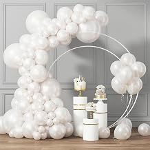 RUBFAC Pearl White Balloons Different Sizes 105pcs 5/10/12/18 Inches for Garland Arch, Latex Balloon for Birthday Party Wedding Engagement Anniversary Bridal Baby Shower Decoration