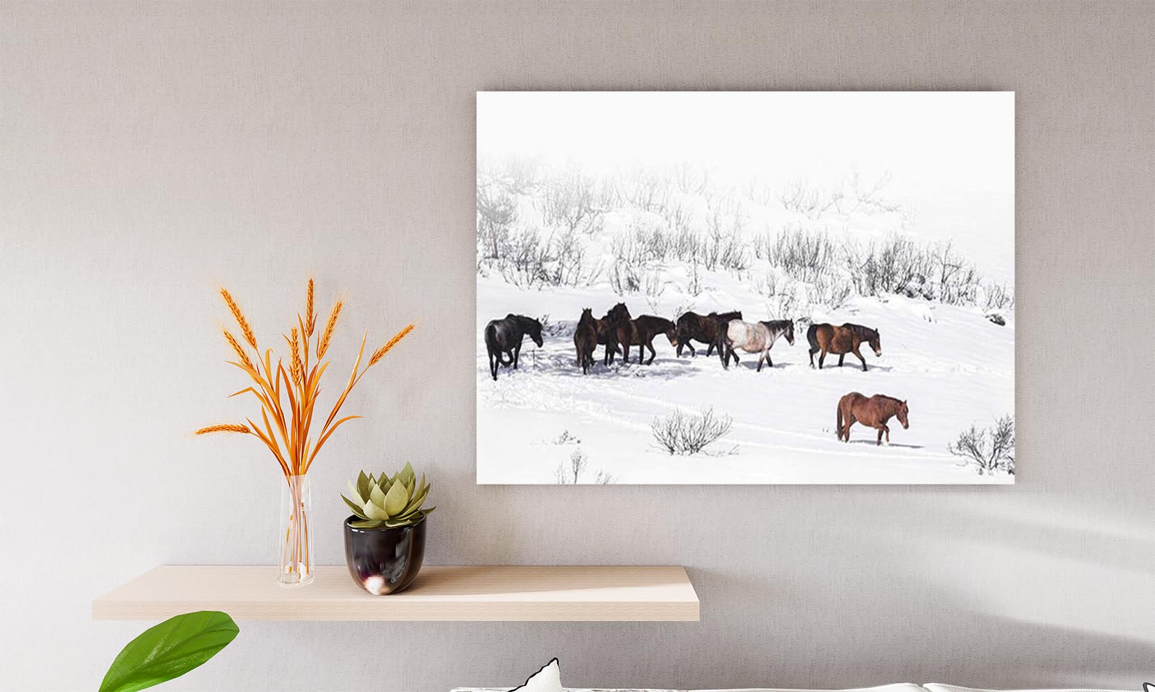 VERRE ART Printed Framed Canvas Painting for Home Decor Office Wall Studio Wall Living Room Decoration (14x10inch Wrapped) - Snowy Mountains Brumbies I