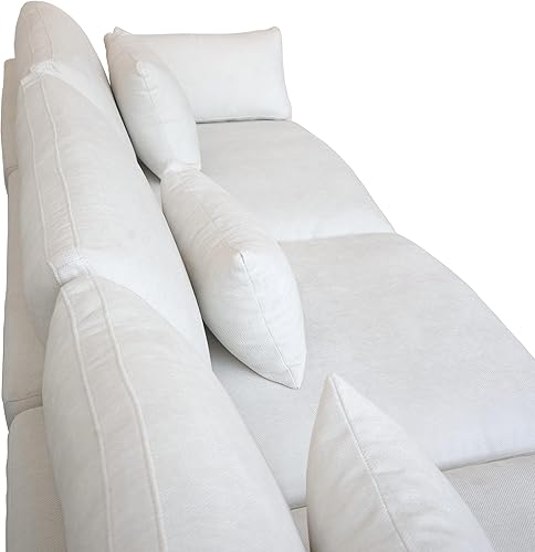 Miniatura 60 de WJShome - Sofá seccional modular en forma de nube para sala de estar, sofá de 160" con relleno de plumón en forma de U con otomano, sofás