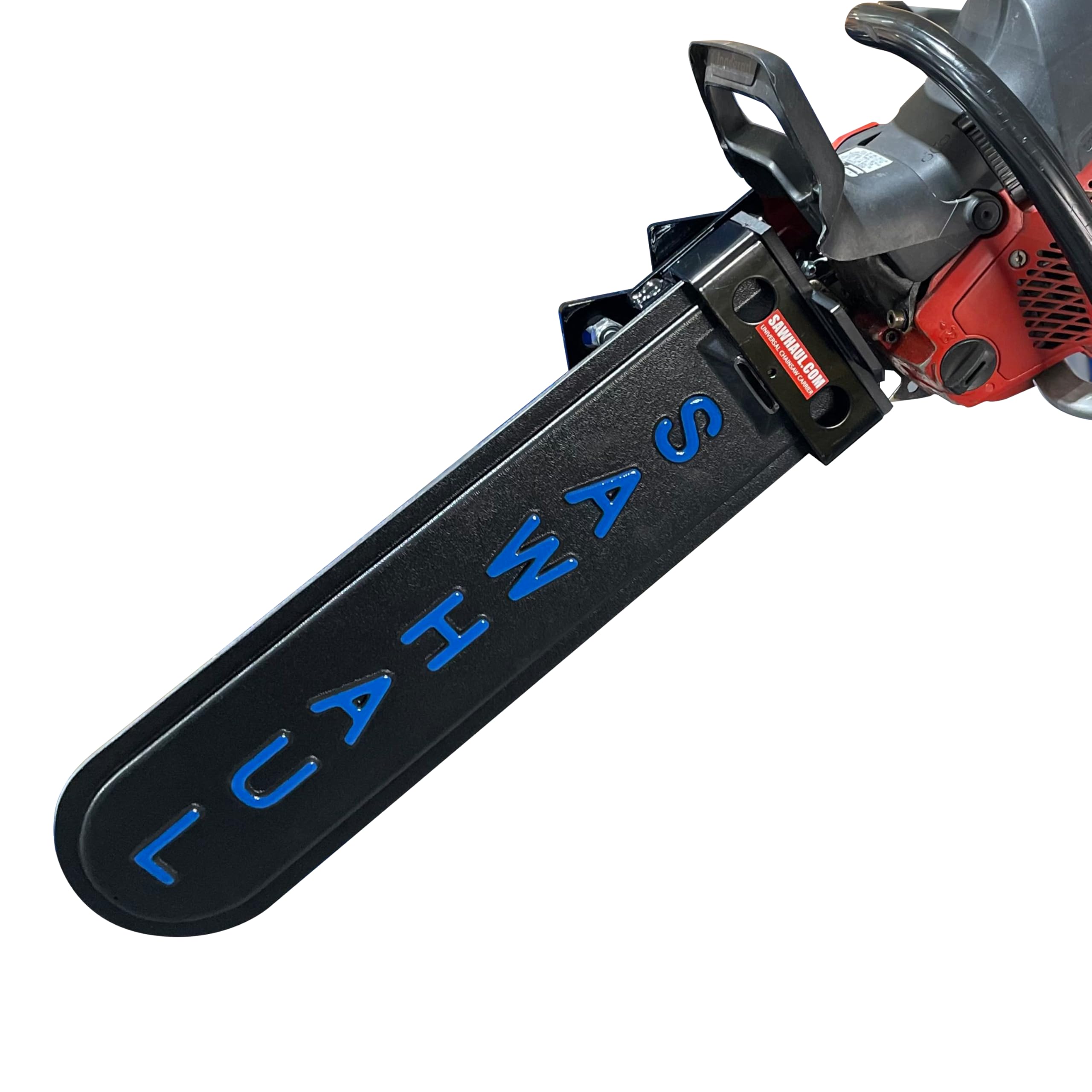 Snap-Lok Universal Chainsaw Carrier Kit for Tractors and Skid Steers – 20 Inch Blue Scabbard with Rotating Mount – Compatible with All Chainsaw Brands – Made in USA