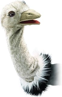 Folkmanis Ostrich Stage Puppet, gray, white, black, 1 ea