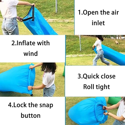 Miniatura 5 de Tumbona inflable, hamaca portátil, a prueba de agua y diseño antifugas de aire, sofá ideal para patio trasero, lago, playa, viajes, camping, picnic,