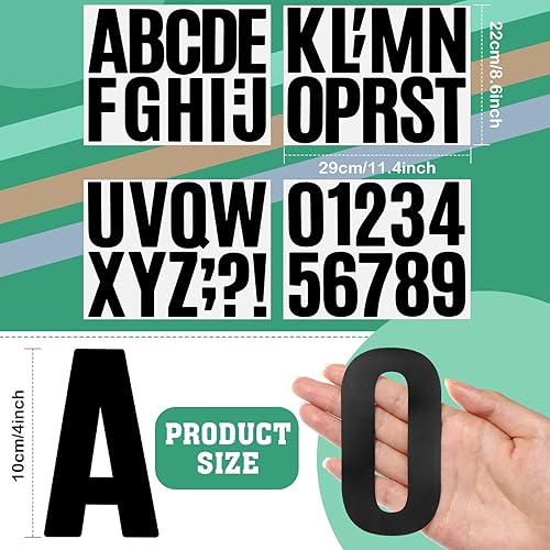 Miniatura 2 de Qilery 32 hojas de calcomanías de letras y números de 4 pulgadas, autoadhesivas, letras del alfabeto, letras grandes, etiquetas de números para la
