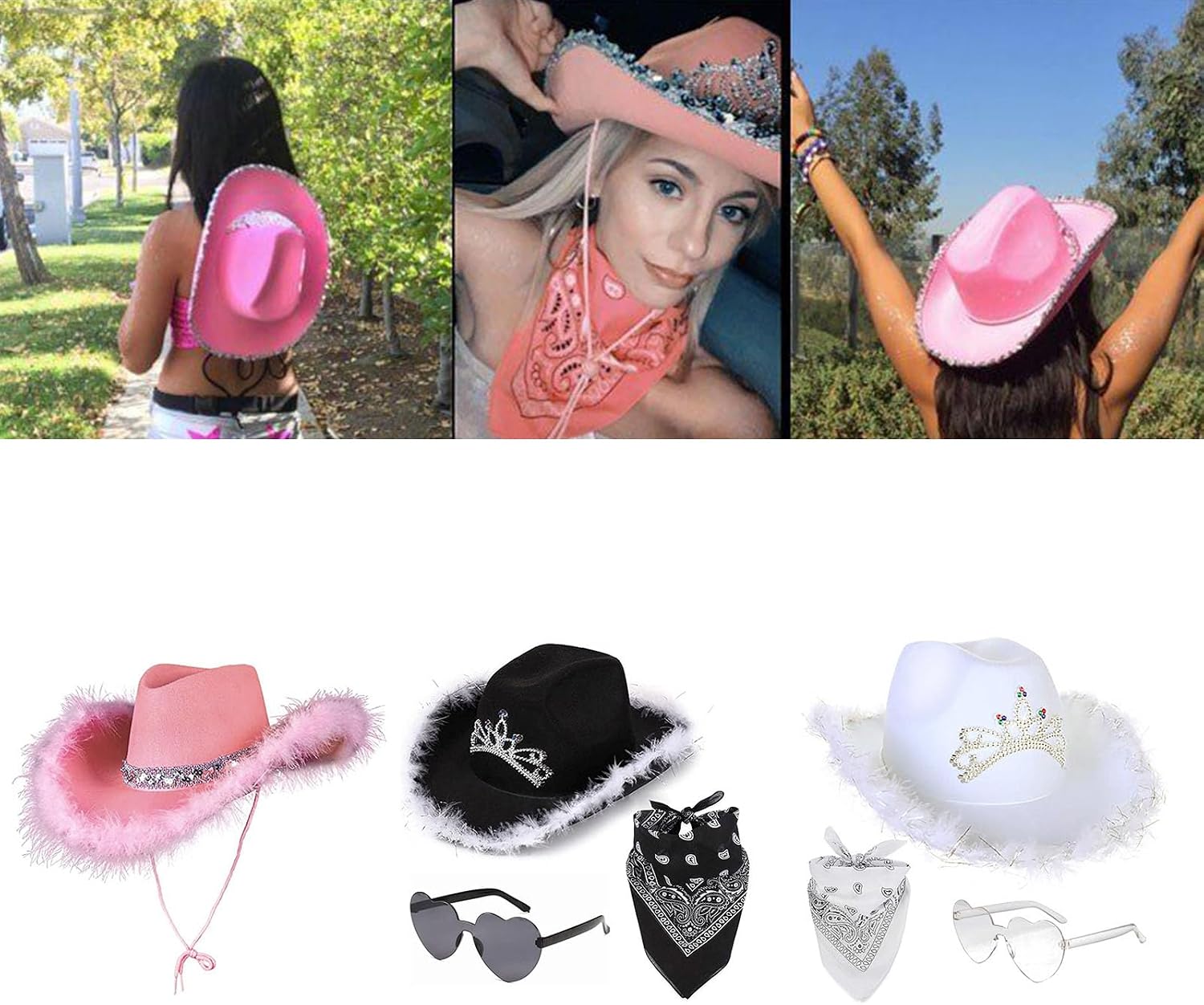 Cowboy hat,Hat Bride Bride Bachelorette Party Hats Bridal Party Hats Disco Fedoras