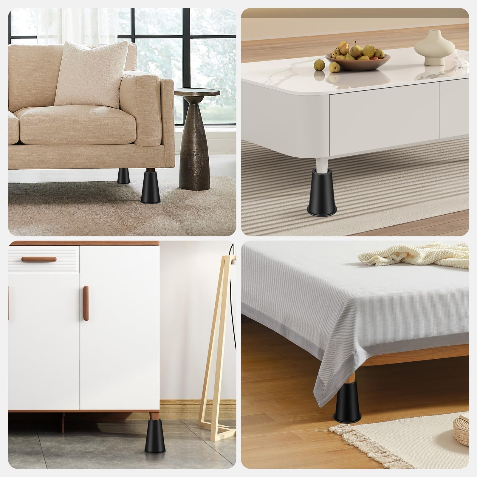 Confezione da 4 rialzi rotondi per letto, 20,3 cm, alzate per letto/letto/sollevatori per mobili, alzate per tavolo, per riporre sotto il letto, resistenti, per la regolazione dell'altezza dei mobili