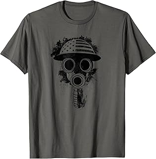 American Flag Vintage WWI Army Gas Mask Military T-Shirt T-Shirt