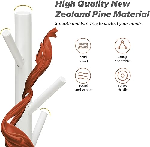 Miniatura 37 de Perchero independiente con 8 ganchos, 3 alturas ajustables para ropa, sombreros, bolsos, percheros de fácil montaje para entrada, dormitorio, Negro