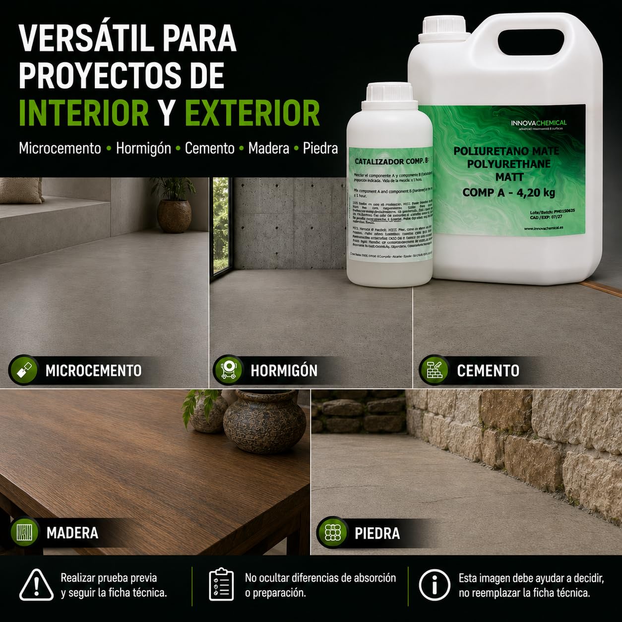 Barniz Poliuretano al Agua 2C Mate 5kg para Microcemento