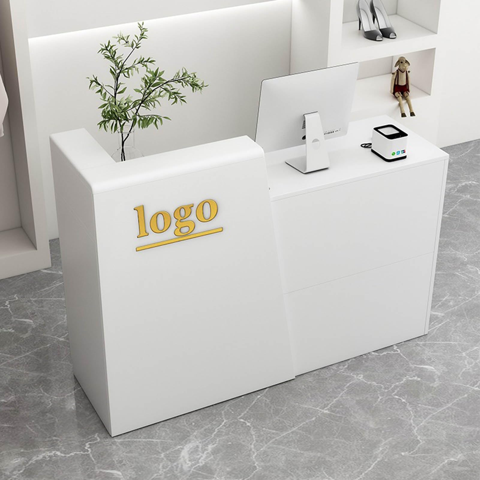 L-förmiger Empfangsraum Rezeption，Moderne Kleine Einzelhandelskasse Mit Schublade Und Aufbewahrungsschrank Computer，Arbeitsplatz Für Salon Lobby Büro，für Bekleidungsgeschäft/Einzelhandelsgeschäft