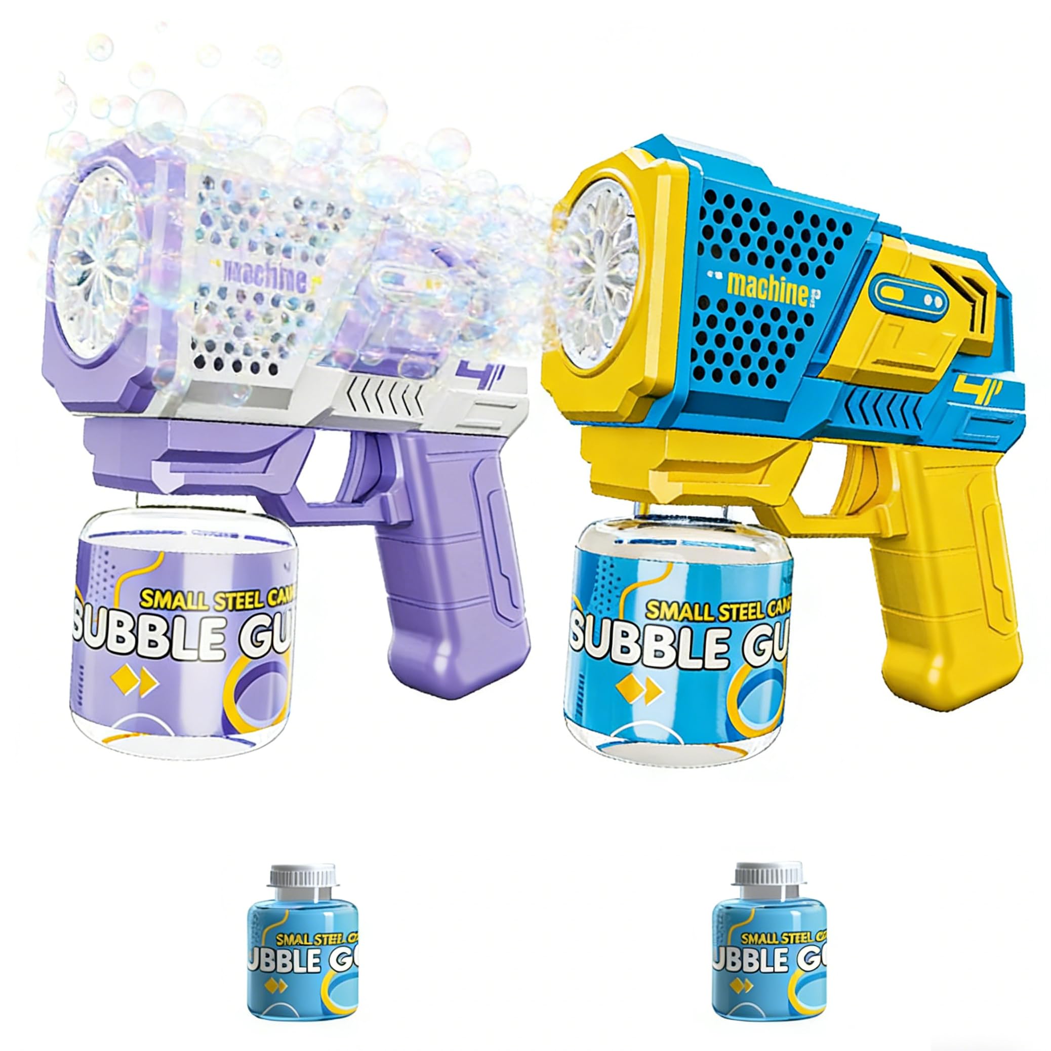 2 Pcs Automatic Bubble Gun, with 2 Bottles of Bubble Solution, Bubble Gun 5000+ Bubbles Per Min Bubble Maker Outdoor for Party