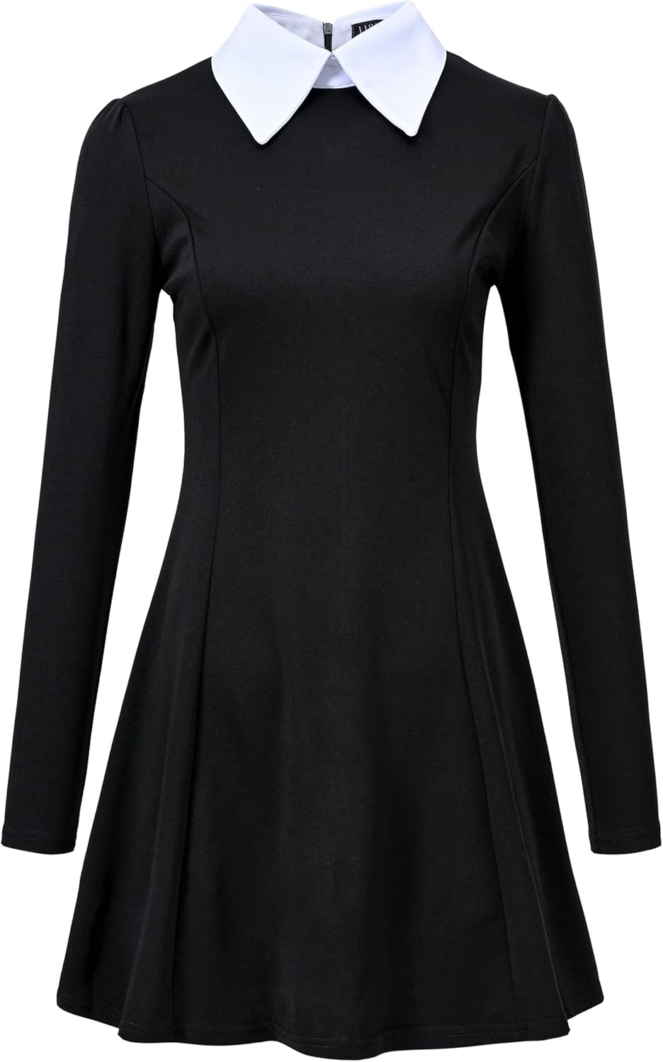 LUYANA Women Casual Long Sleeve Peter Pan Collar A Line Fit and Flare Skater Dress