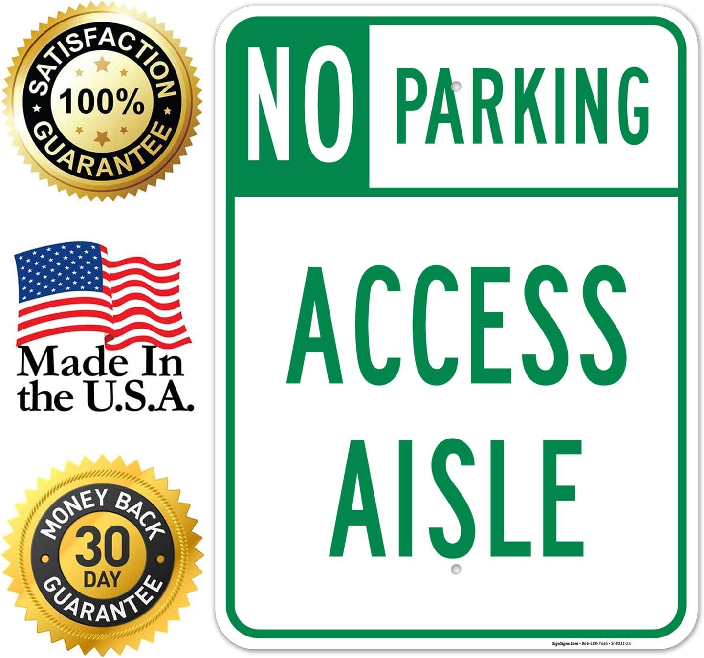 Hawaii Handicap Parking Sign, No Parking Access Aisle Sign, 18x24 Inches, Rust Free .063 Aluminum, Fade Resistant, Made in USA