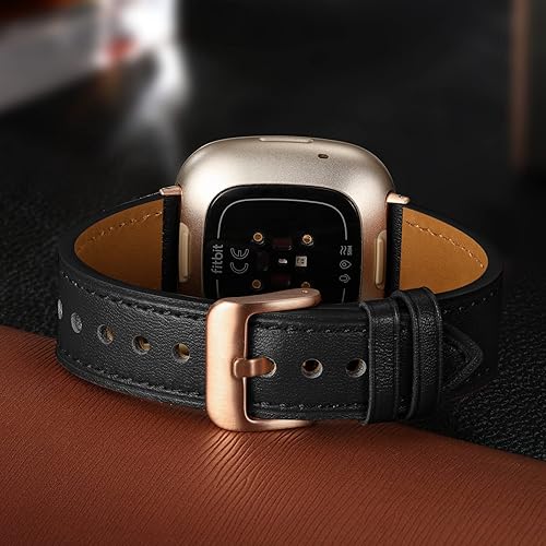Vista 54 de Maledan Compatible con Fitbit Sense/Fitbit Versa 3 bandas para mujeres y hombres, correa de repuesto de cuero genuino de grano superior suave