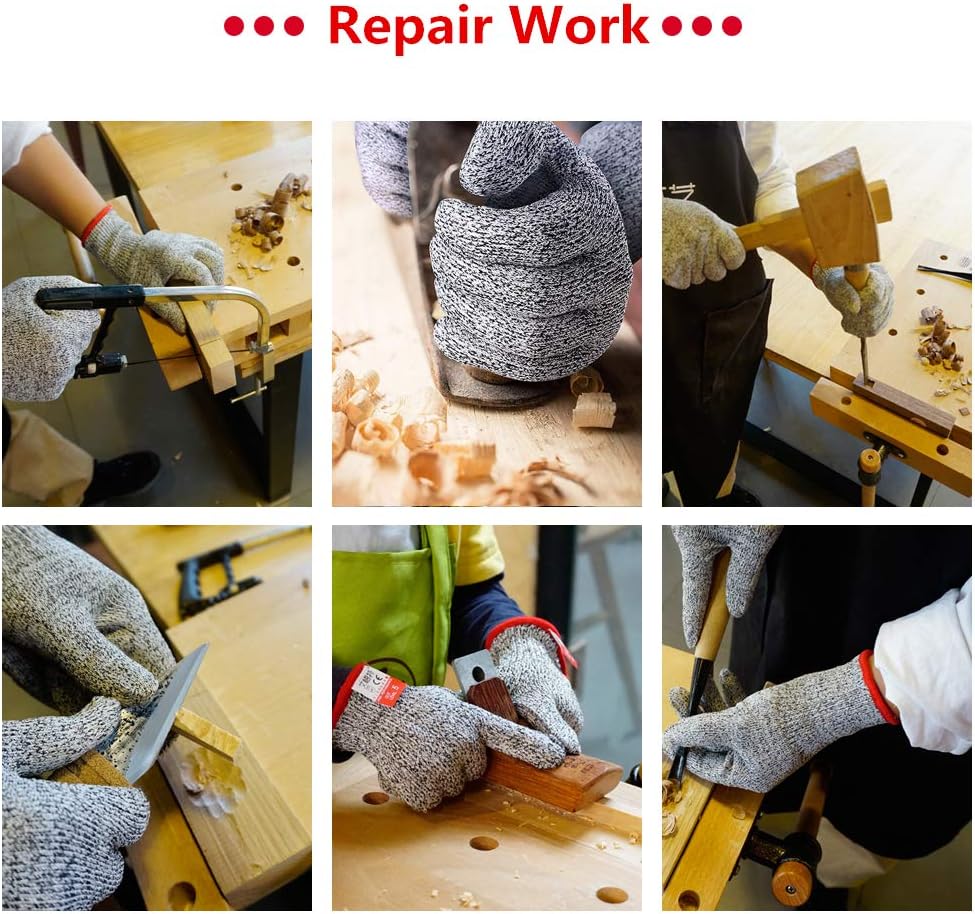 Safety Protection Cut Resistant Glove - Level 5 Protection Food Grade Kitchen Cut Glove for Chopping, Meat Cutting, Mandolin Slicing, Oyster Shucking, Fish Fillet, Wood Carving and Yard-Work 1 Pair Large - - 