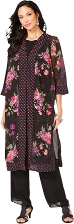 Pant Suit Formal Sheer Duster 