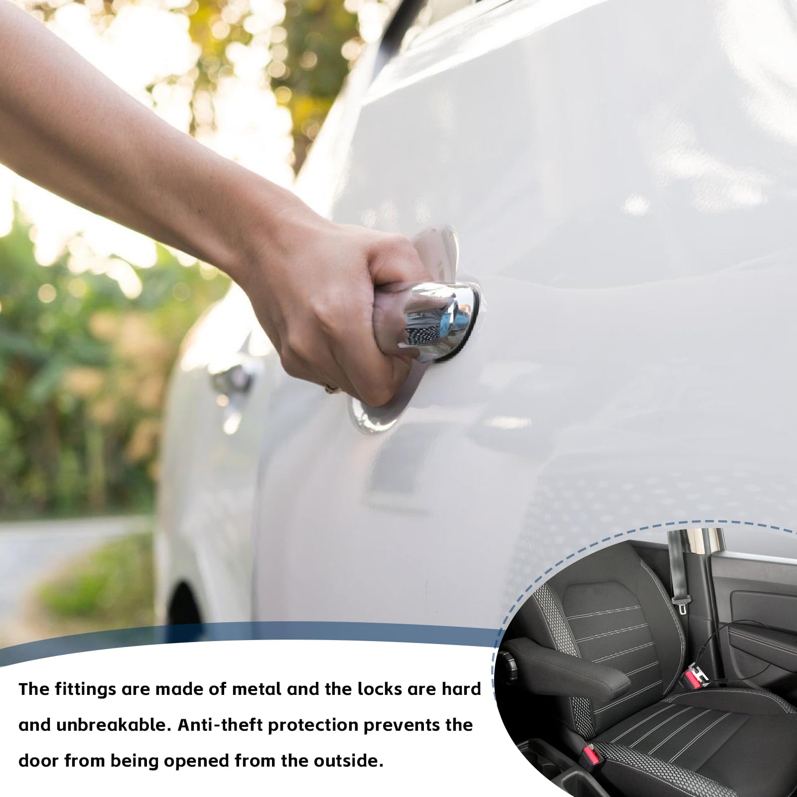 2 Piezas Antirrobo Coche, Accesorios antirrobo para coche, Bloqueo Coche Antirrobo 60 Cm, Protección Antirrobo, Protección Antirrobo Para Puerta Y Asiento De Autocaravana, Accesorios Para Caravanas