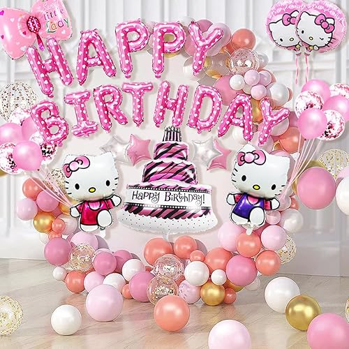Miniatura 5 de Juego de 35 globos Kawaii de feliz cumpleaños, bonitos globos de aluminio de anime, decoraciones de fiesta, suministros de fiesta de cumpleaños con