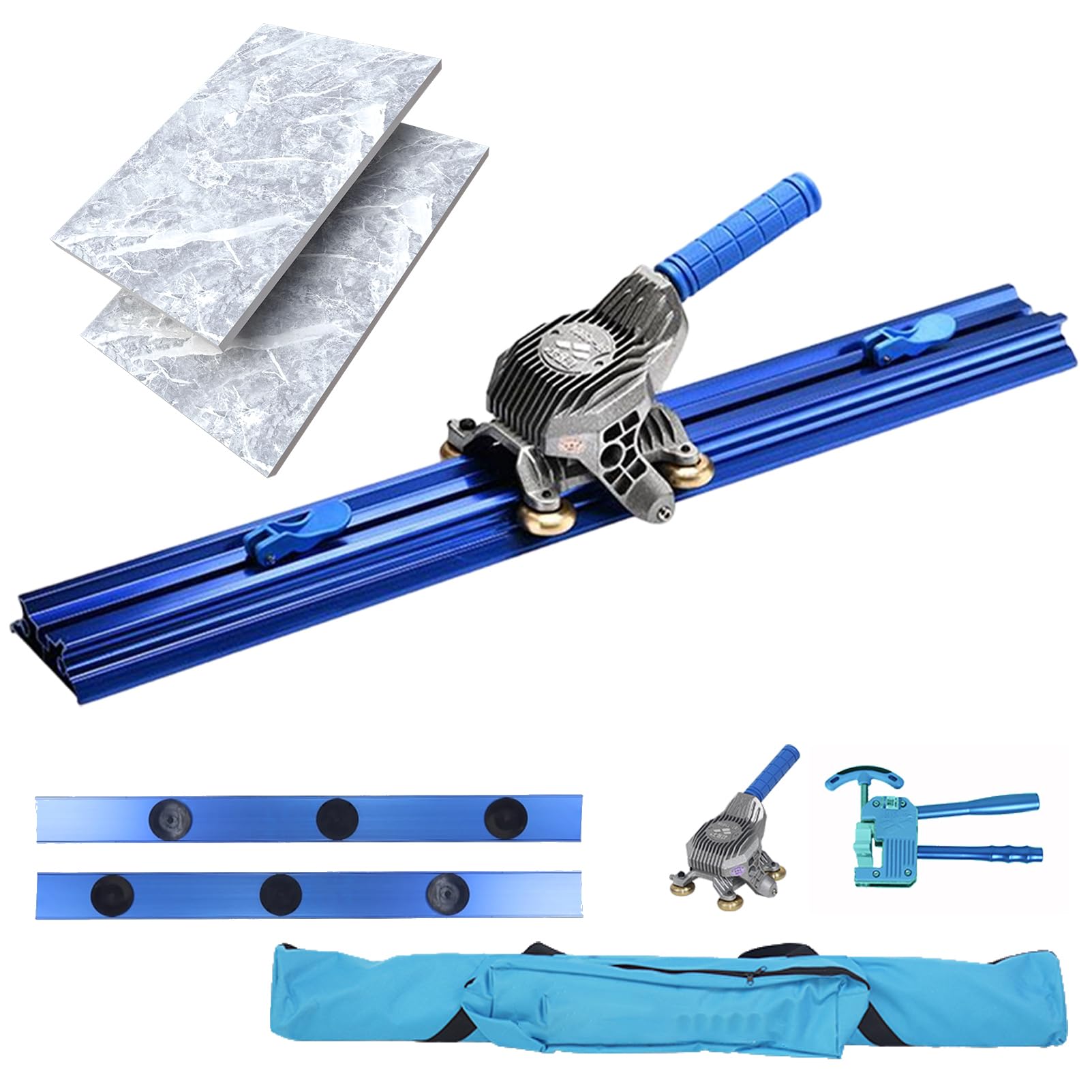 Cortador de Azulejos Manual Profesional, Doble Rail de 300cm con Ventosas, para Porcelana y Cerámica de Gran Formato, Corte Preciso sin Astillas, Kit Completo con Maletín