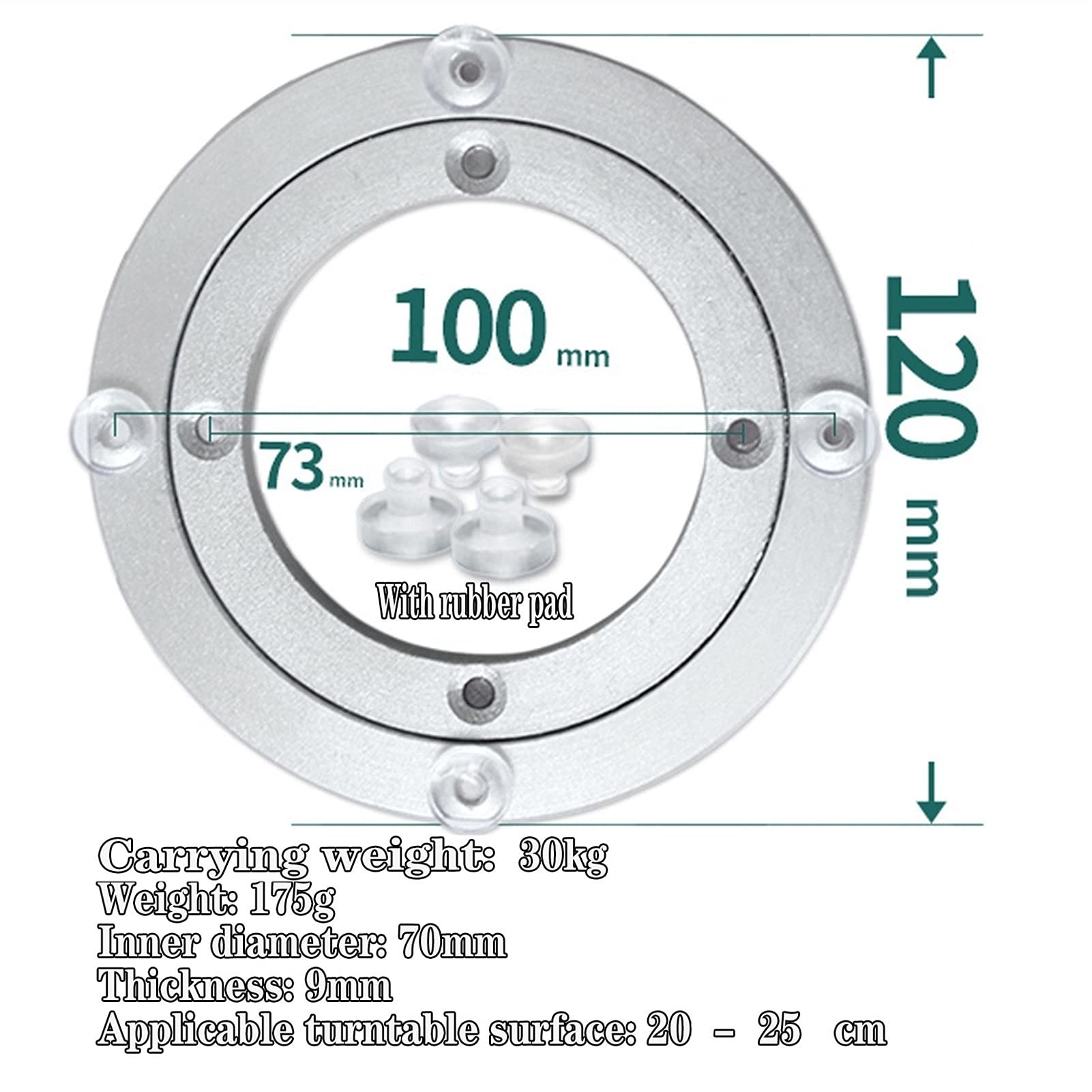Rodamiento Plataforma giratoria, rodamiento Bolas Plataforma giratoria Soporte rodamiento Placa giratoria Aleación Aluminio Resistente Placa giratoria giratoria 360 Grados Base Cargas Pesadas para