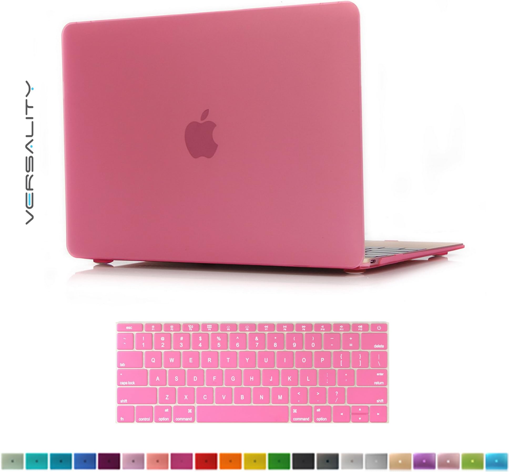 Versality Hard Case Cover for The New MacBook 12" (Model: A1534) and Matching Keyboard Cover in Pink Matte