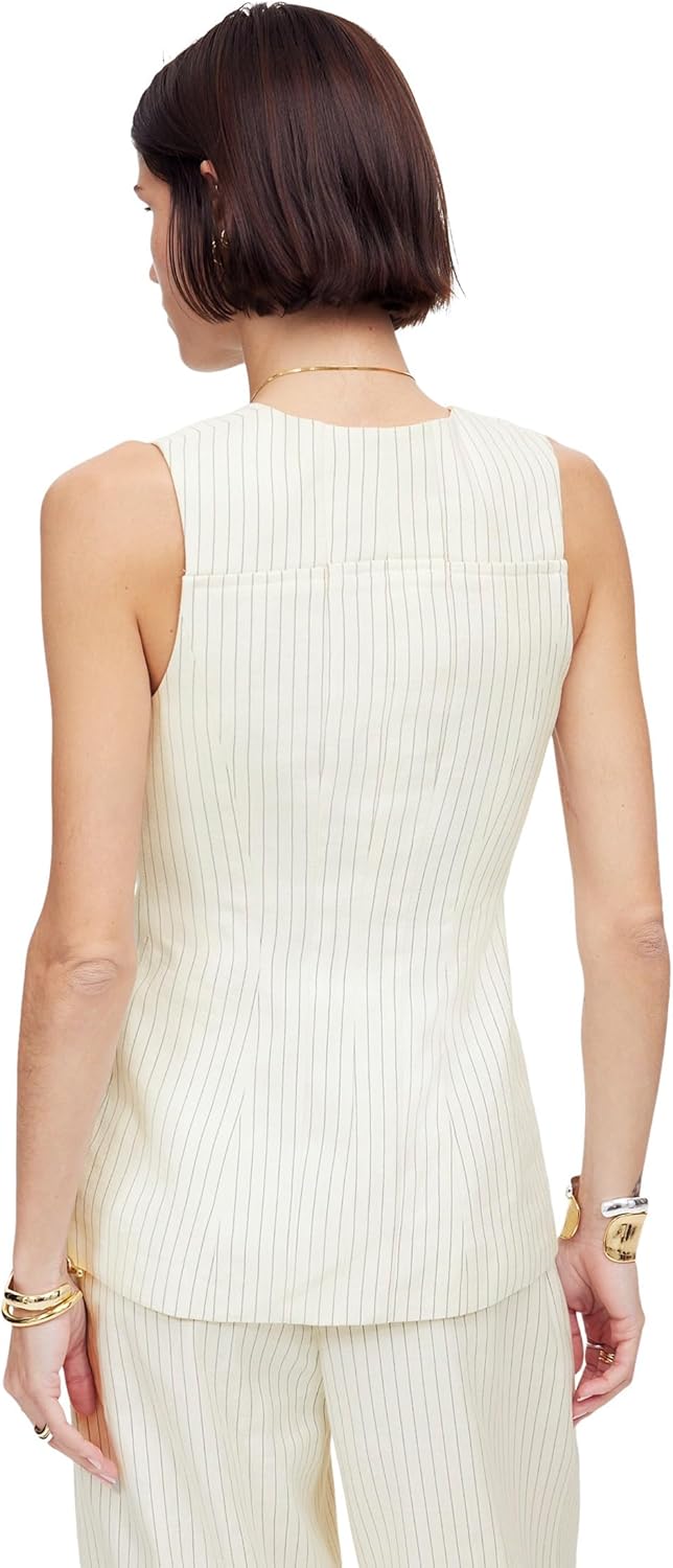 Madewell Women's Cass Vest - Pinstripe Linen