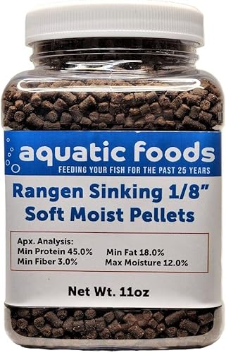 Aquatic Foods Inc. Pellets de salmón húmedo suave de 1/8 pulgadas para ajolotes juveniles, camarones, caracoles, cangrejos, anfibios pequeños, peces