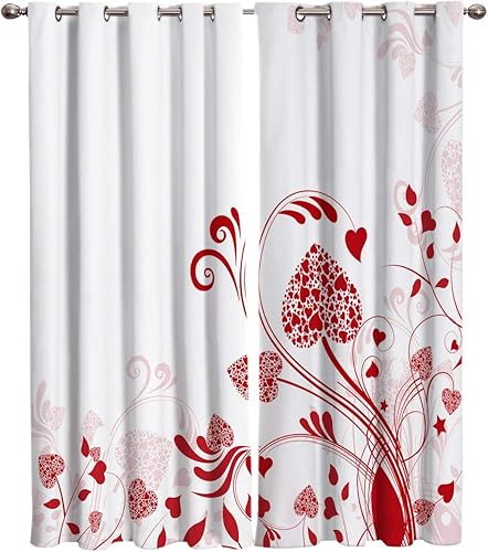 Blackout Curtains Thermal Insulated Love Decor Solid Pattern Metal Grommet Elegant Room Drapes Window Curtain for Bedroom Living Room 52x84 Inch x2
