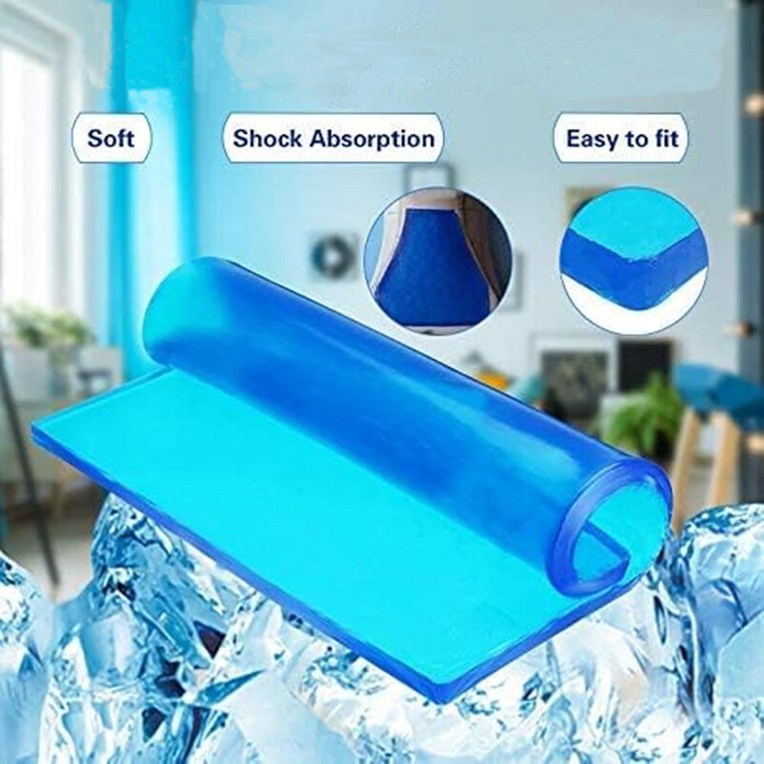 Universal Gel Seat Cushion Shock Absorbing Soft Pad 9.84x9.84x0.394in | DIY cooling gel cushion, shock absorption works on motorcycles cars chairs & wheelchairs to ease long-time sitting fatigue