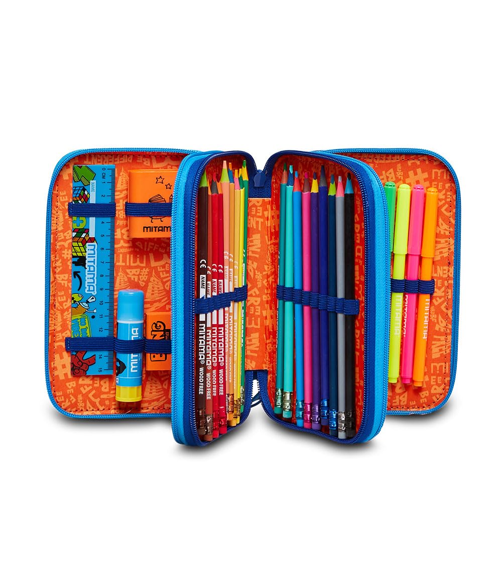 Mitama ASTUCCIO 3 Zip, Children and Boys 3 Zip CASE, Blue, Taglia Unica - Image 2
