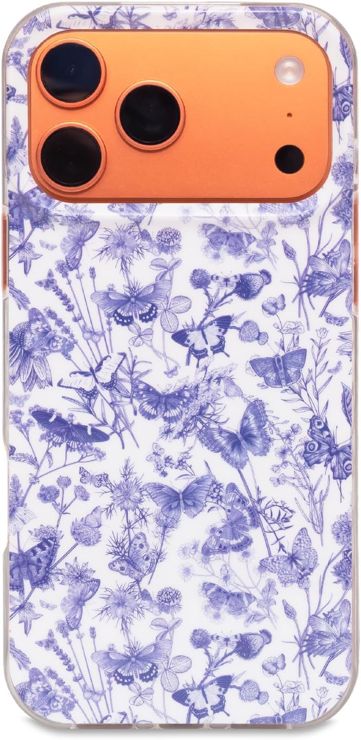 iPhone 17 Pro Max Case with MagSafe, Butterfly Floral Toile Protective Cover, Slim Magnetic Phone Case with Wireless Charging Support