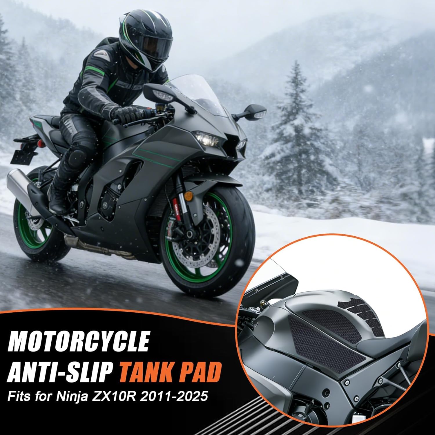 Fuel Tank Pads for Ninja ZX10R with Strong Adhesive - Motorcycle Anti-Slip Fuel Tank Pad Tank Protectors Accessories for Ninja ZX10R ZX-10R 2011-2025