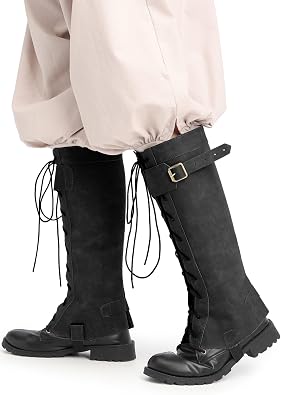 FURPHI Medieval Pirate Boot Covers Renaissance Steampunk Leg Covers Faux Leather Ren Faire Costume Accessories