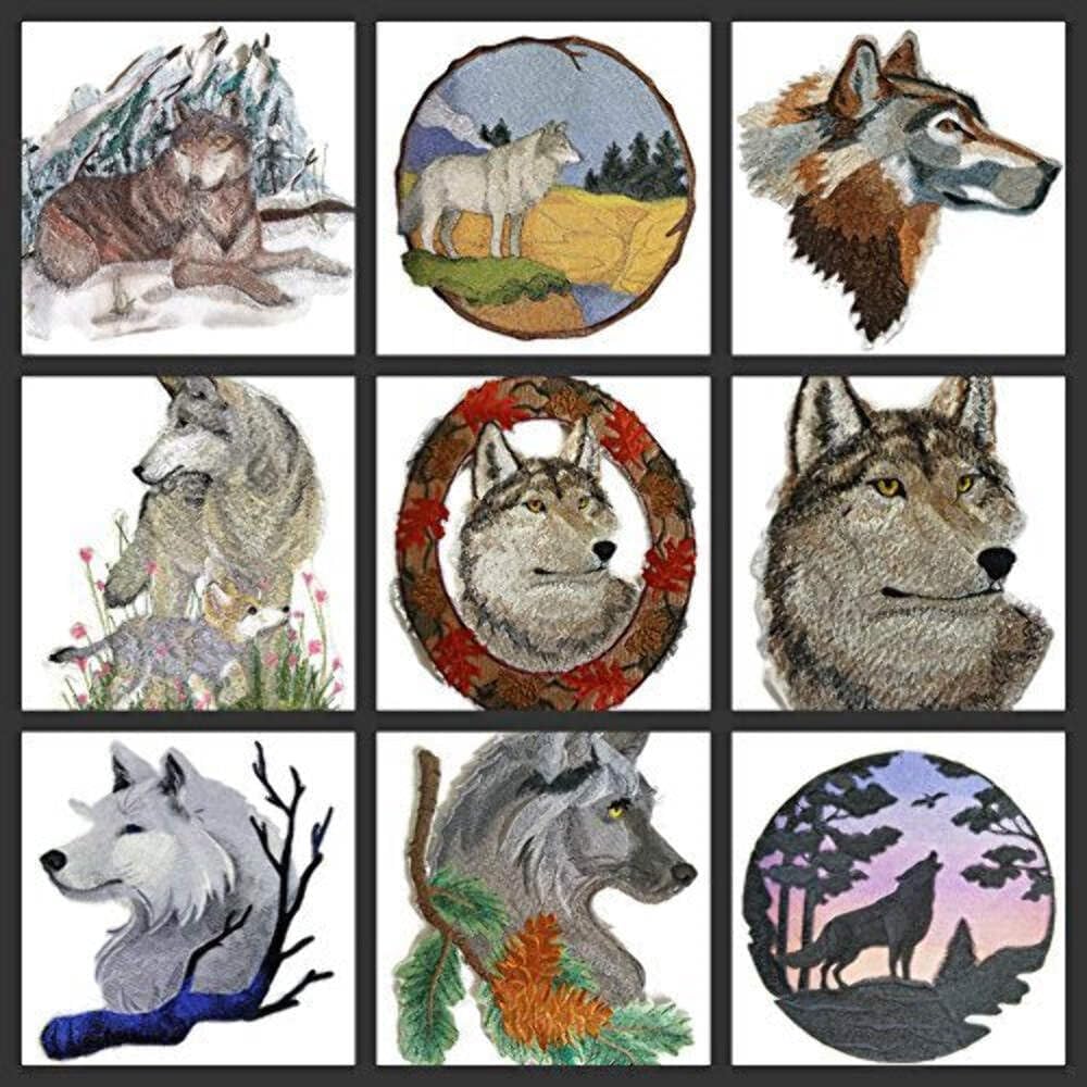 Nature Weaved in Threads, Amazing Animal Kingdom [Spring Wolf ] [Custom and Unique] Embroidered Iron on/Sew Patch [7" *5.5"] [Made in USA]