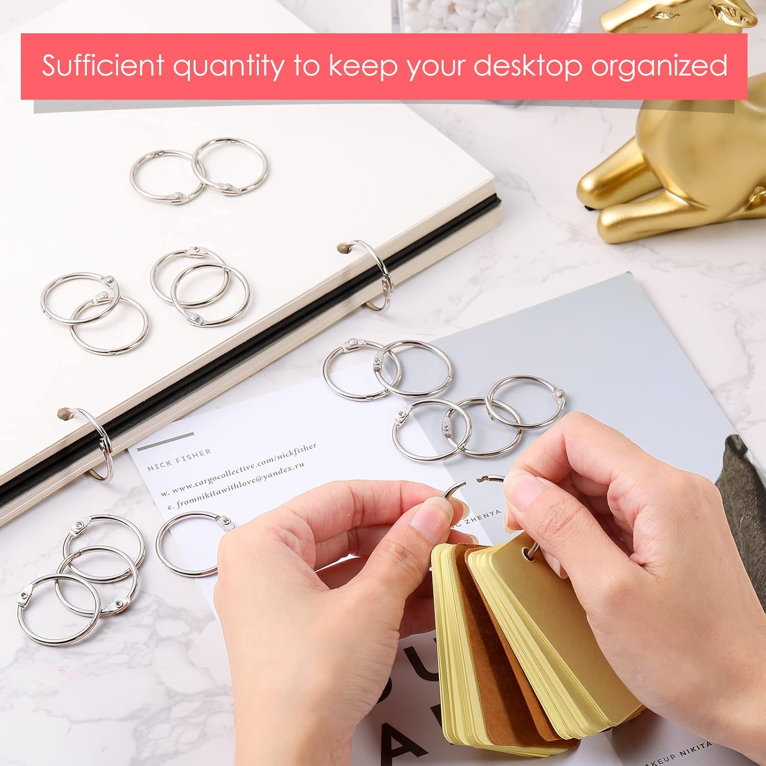 Jadive 500 Pack Loose Leaf Binder Rings 1 Inch Office Book Flashcard Rings Metal for Index Cards Binder Clips for School Home Office Supplies (25 mm,Silver)