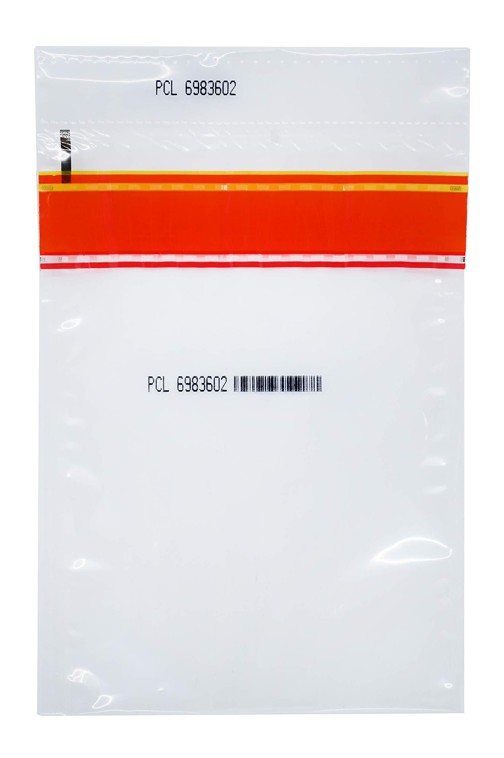 SECUR-PAK 100pk Security Bags, 6"x9" Transparent, Tamper Resistant Closure with Serialized Numbers & Barcode