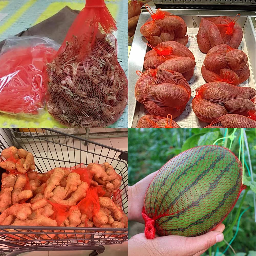 100 Sacchetti A Rete Riutilizzabili – Rosso, 50 Cm, In Nylon Con Chiusure – Per Frutta, Verdura, Patate, Granchi, Frutti Di Mare - 2