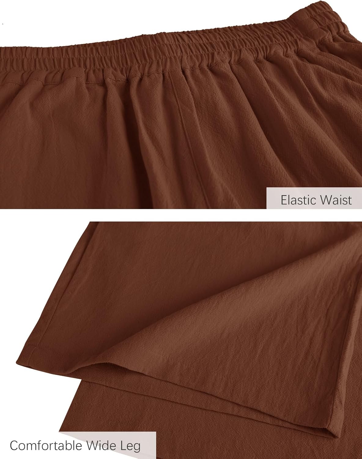 Womens Cotton Cropped Pants Loose Fit Wide Leg Capri Casual Plus Size Elastic Waist Trousers - Image 5