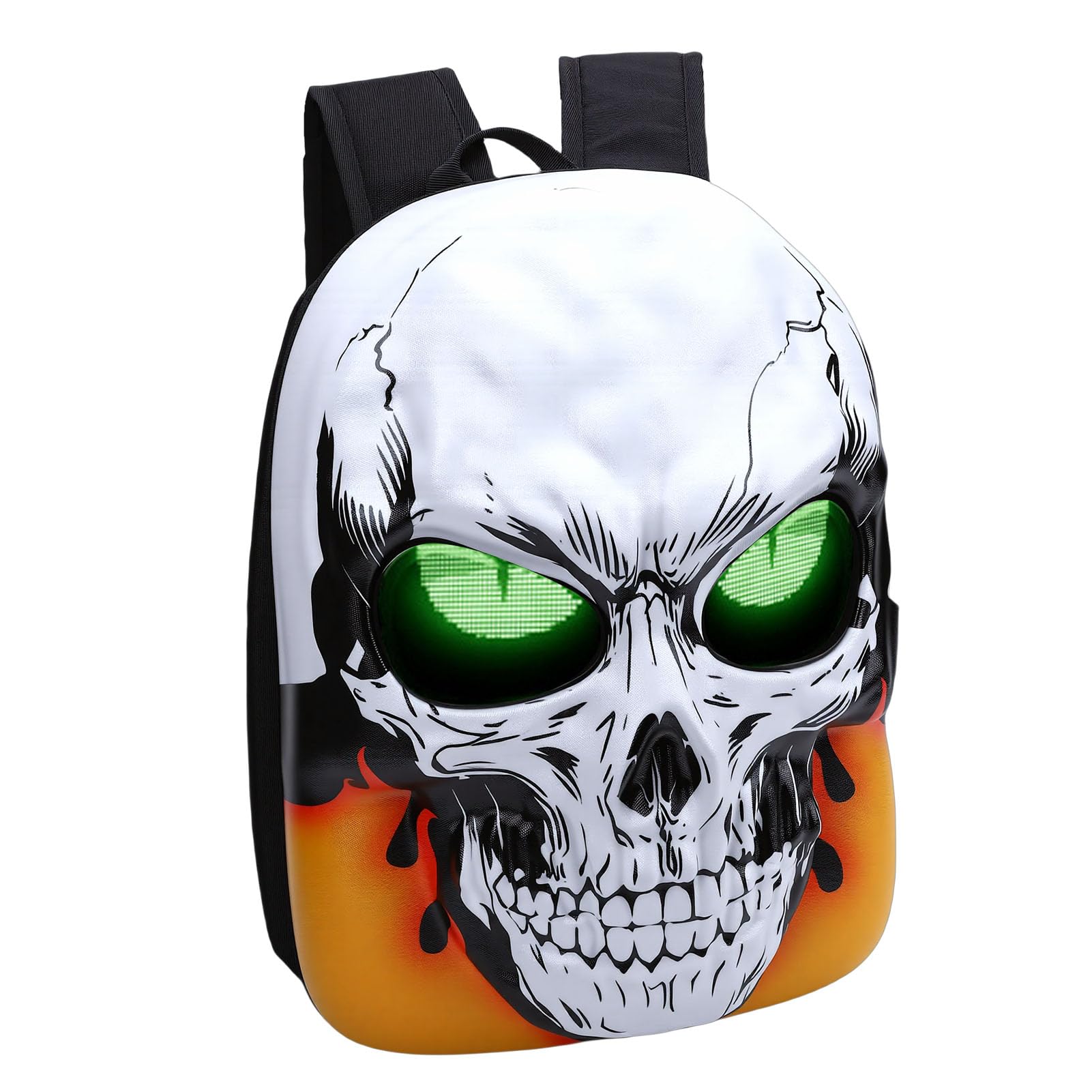 Walfront LED-Rucksack mit Programmierbarem Bildschirm, 3D-Hartschalen-Motorrad-Schädelkopf-Büchertasche für Reisen, Radfahren, Partys, Wasserfeste, Langlebige Reisetaschen mit Großem