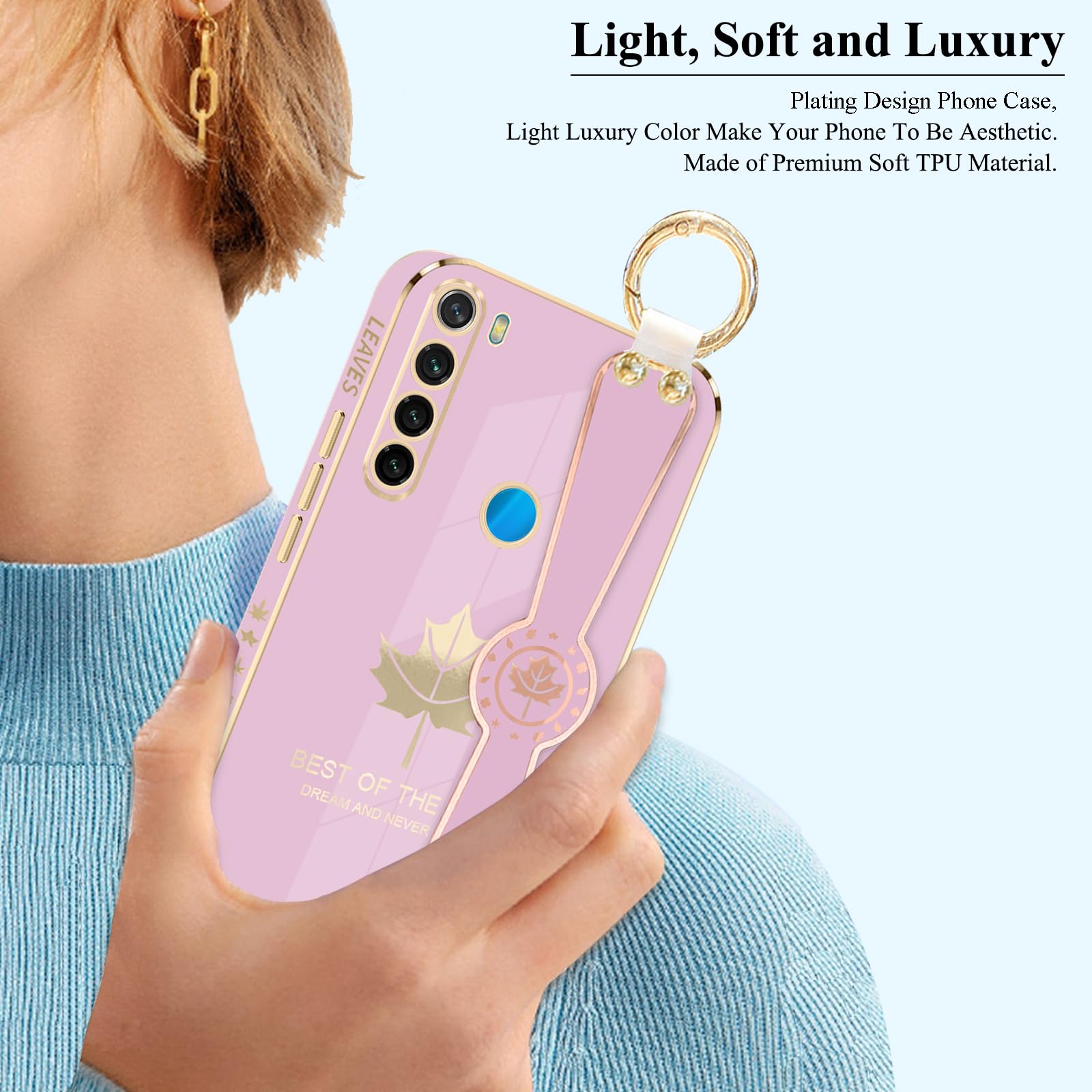 Custodia DESSEN Per Xiaomi Redmi Note 8 2021: Cover Morbida In TPU Con Bordi Placcati, Design Sottile E Antiscivolo - Viola Elegante - 4