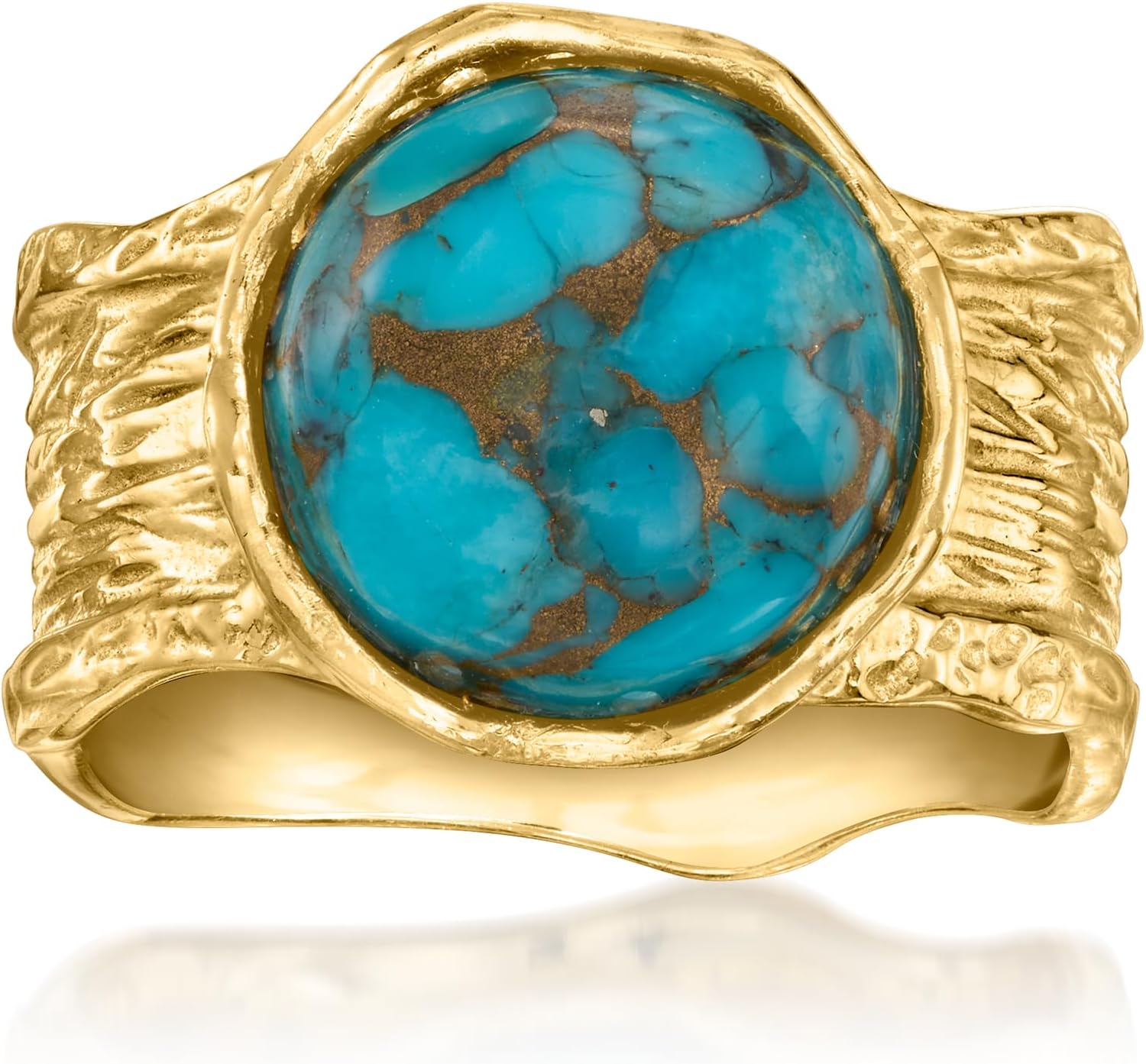 Ross-Simons Turquoise Wide Ring in 18kt Gold Over Sterling