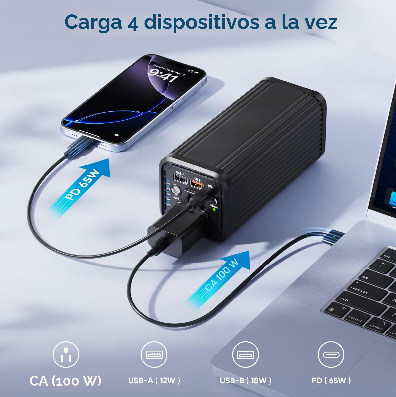 27000 mAh Powerbank Powerstation 98wh batería externa con enchufe de 100 W AC portátil cargador con PD 65 W universal cargador de viaje para ordenador portátil MacBook Tablet teléfono móvil exterior