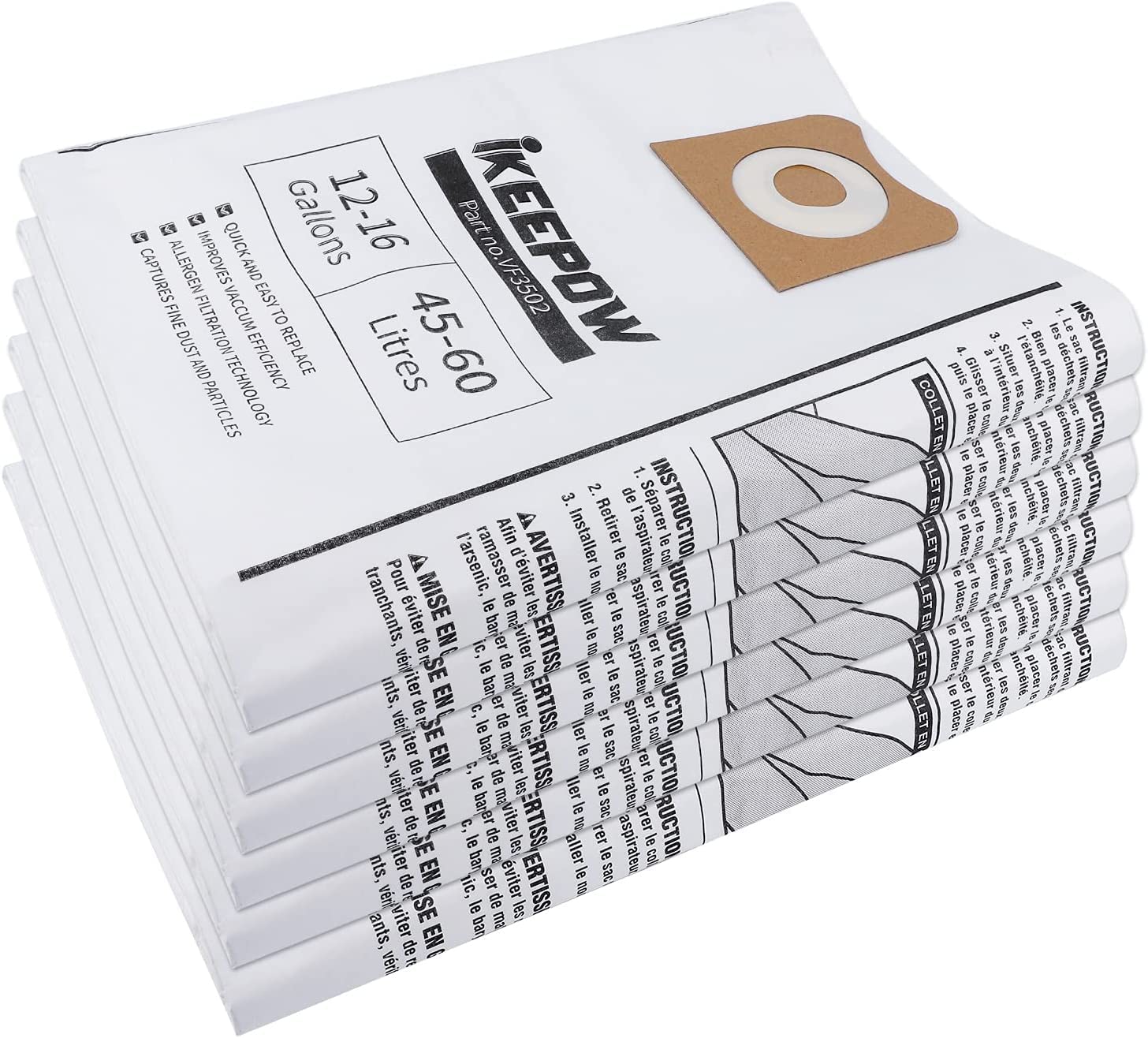 Amazon.com: 12 Pack VF3502 Shop Vac Bags, Compatible with Ridgid