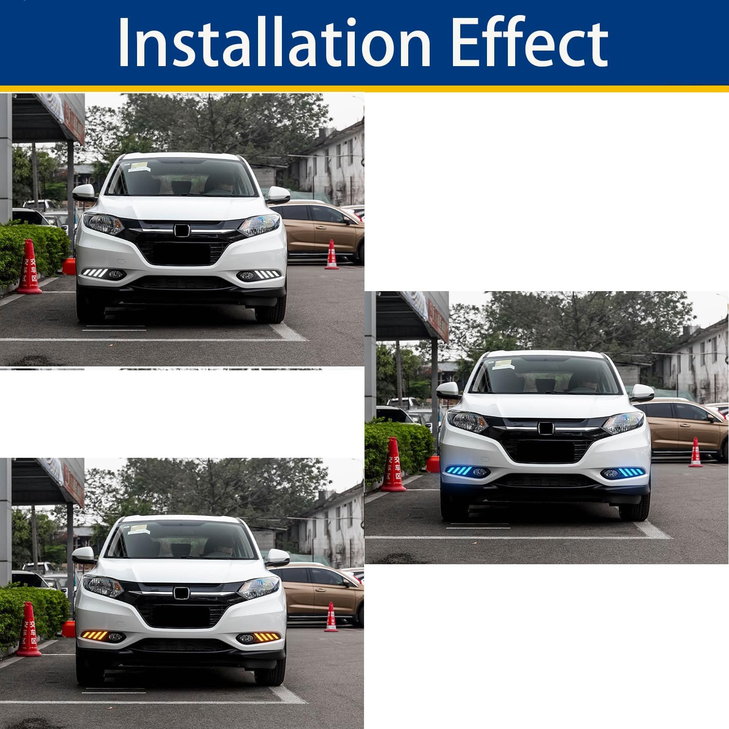 Fog Lights 3 Colors Led Daytime Running Lights DRL Compatible with Honda HRV 2015-2018 Turn Signal Lights HR-V Accessories (Style 2)
