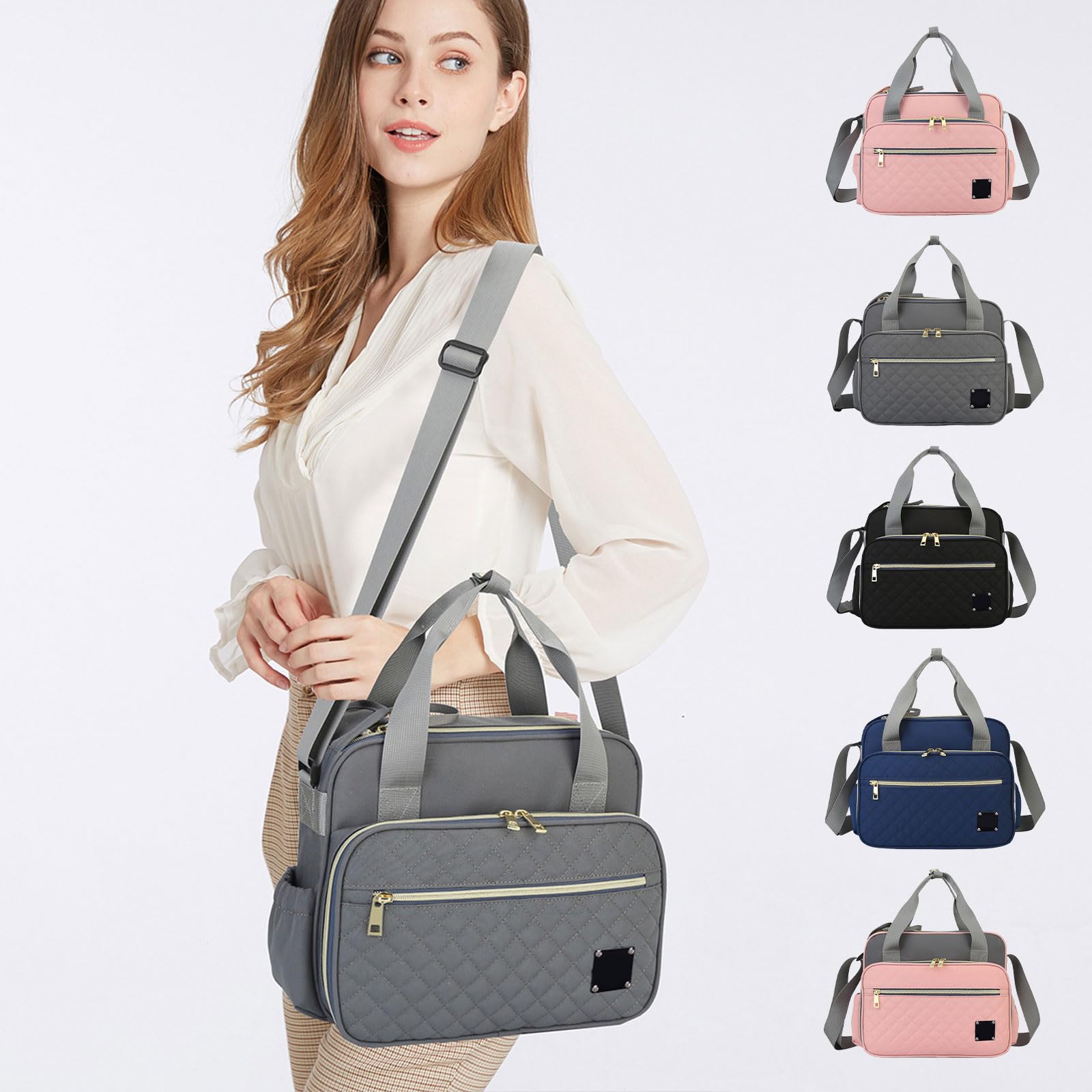 WEISUYUUS Large Capacity Diaper Bag, Multifunctional Baby Essential Organiser Case Portable Shoulder Bag for Stylish Moms