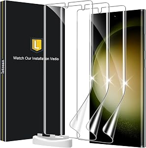 [3 Pack] Screen Protector for Samsung Galaxy S23 Ultra 5G, 3D Curved Full Coverage Soft TPU Film [Support Fingerprint Reader] Scratch-proof [Alignment Tool] Ultra-thin S23 Ultra Screen Protector