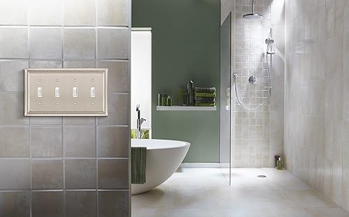 Vista 387 de Henne Bery Sunken Pearls - placa decorativa de pared para interruptor (Palanca simple, 2 unidades, níquel satinado)