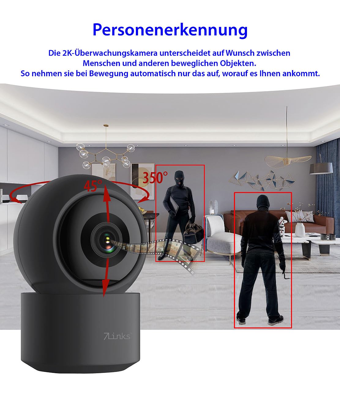 7links WiFi Kamera: 4er-Set 2K-Pan-Tilt-Überwachungskamera mit WLAN, Patrouillen-Funktion (Überwachung Kamera innen, Überwachung WLAN innen, PC)