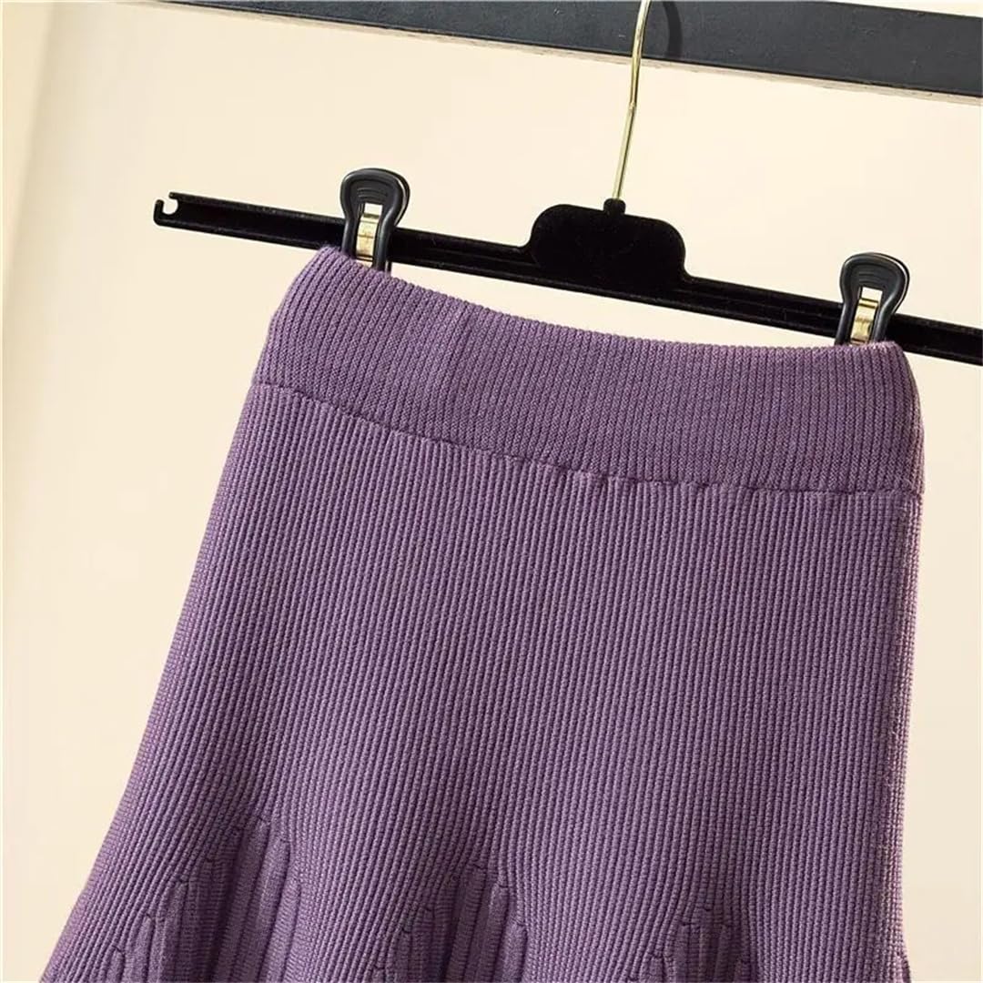 Lmtossey Gonna a pieghe invernale versatile a trapezio lavorata a maglia